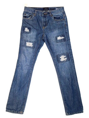Lucky Brand Juniors Billy Straight Leg Jeans Blue Distressed Denim Size 01/17